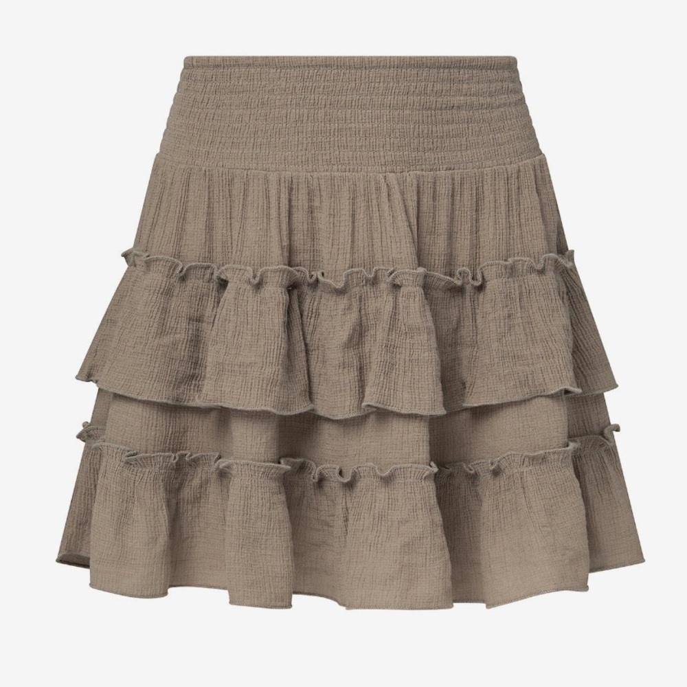 Rachel Parcell Smocked Ruffle Mini Skirt Size XL Pebble NWT